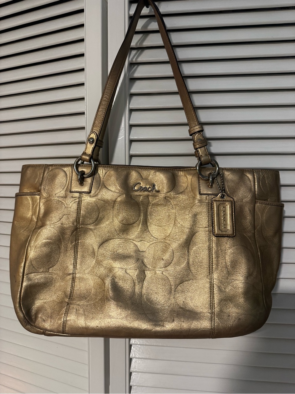 Coach Metallic Gold Signature Tote Shoulder Bag
